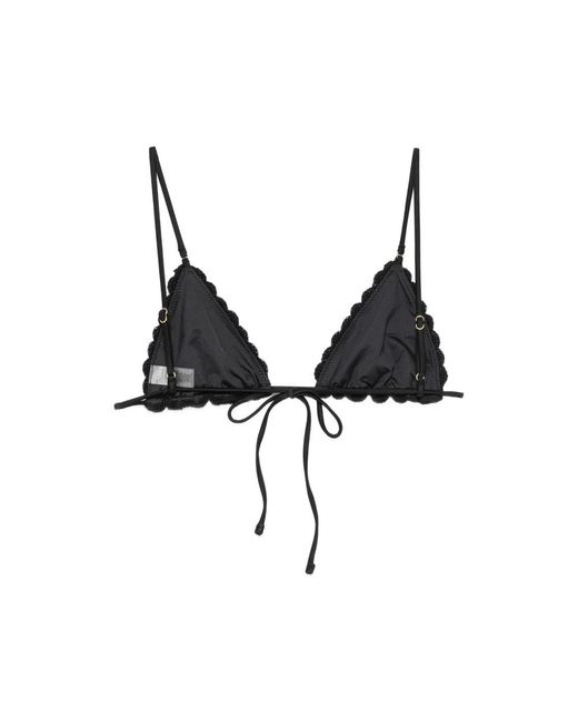 Frankie's Bikinis Black Elena Crochet-Knit Triangle Bikini Top