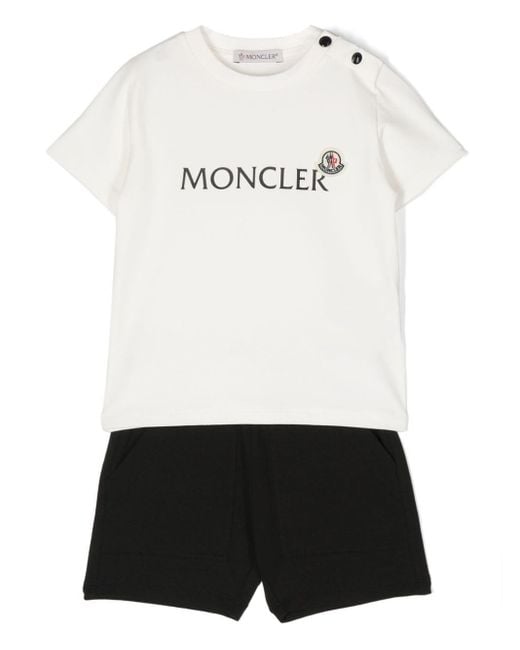 Moncler White Logo-Print Shorts Set