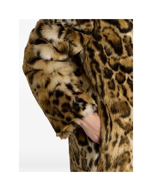 Etro Metallic Faux-Fur Coat With Leopard-Motif