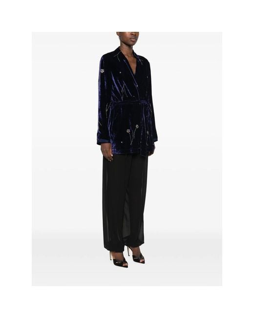 Forte_forte Blue Bead-Embellished Velvet Jacket