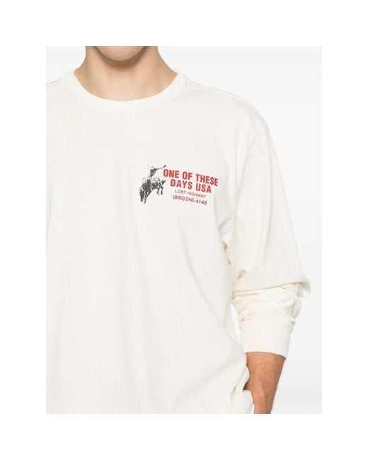 One Of These Days White Graphic-Print Long-Sleeve Sweatshirt for men