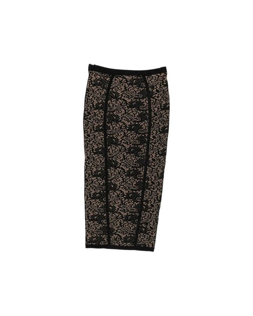 Elisabetta Franchi Black Lace-Pattern Logo-Detail Midi Skirt