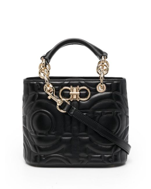 Ferragamo Leather Quilted Gancini Crossbody Tote Bag in Black Lyst Canada