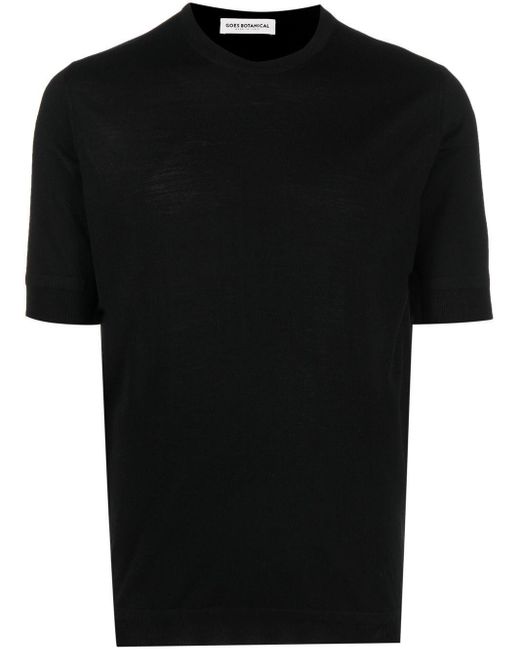 GOES BOTANICAL Black Merino Wool Crew-Neck T-Shirt for men