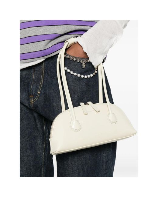 MARGE SHERWOOD White Zip-Up Shoulder Bag