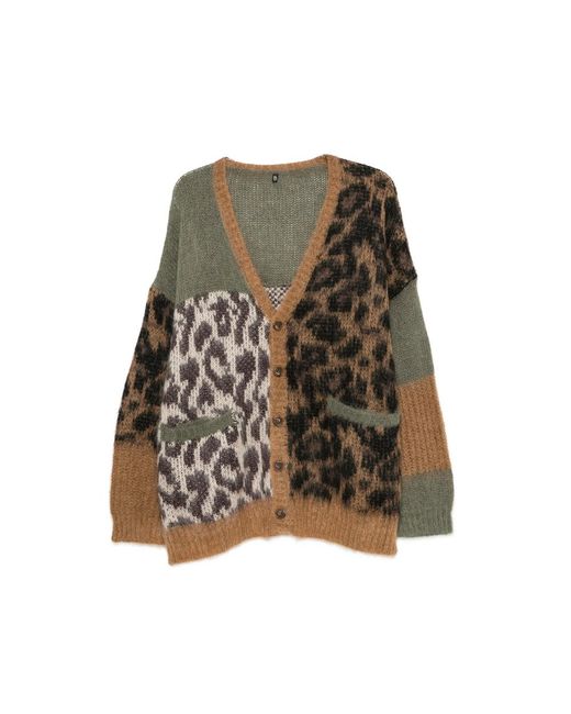 R13 Green Leopard-Print Cardigan for men