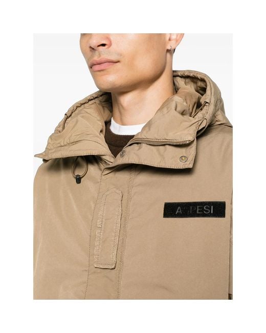 Aspesi Natural Hooded Logo-Patch Jacket for men