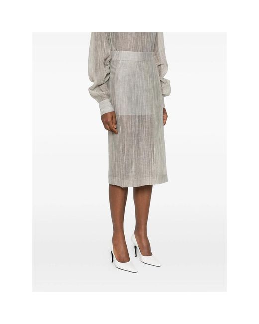 THE GARMENT Gray Delfi Button Wrap Midi Skirt
