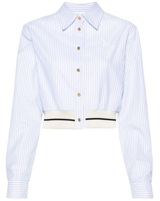 Palm Angels White Logo-Embroidered Striped Cotton Shirt