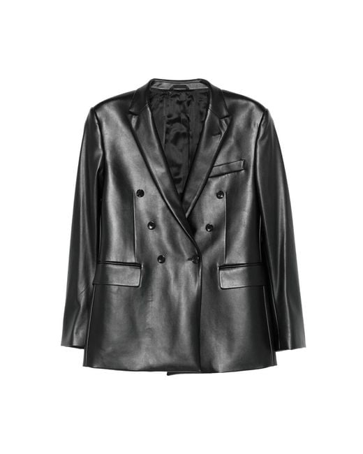 Reveres 1949 Black Double-Breasted Leather Jacket for men