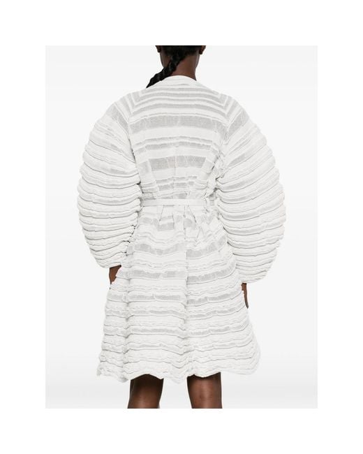CFCL White Belted Ribbed-Knit Jacket