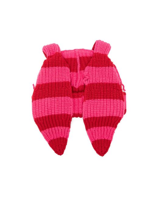 Charles Jeffrey Red Chunky Rabbit Striped Beanie Hat for men