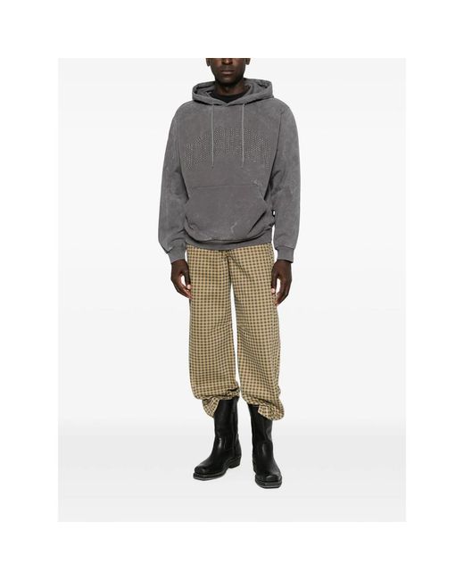 Gcds Gray Studded-Logo Long-Sleeve Hoodie for men