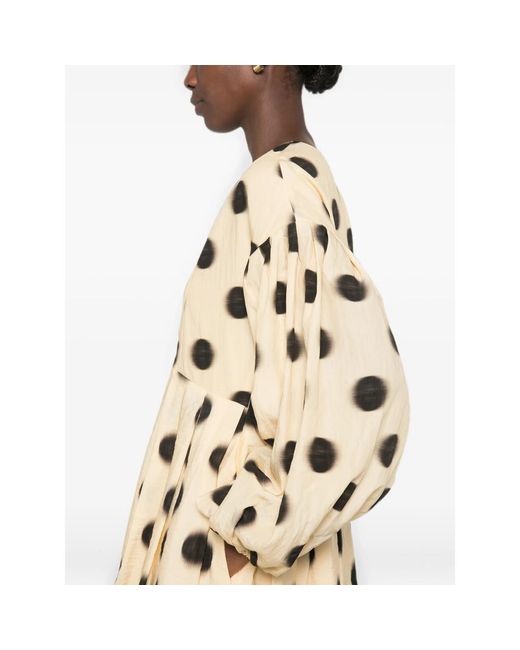 Stine Goya Natural Polka-Dot Balloon-Sleeve Dress