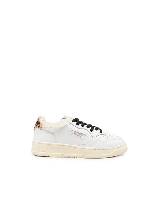 Autry White Medalist Leopard-Print Sneakers