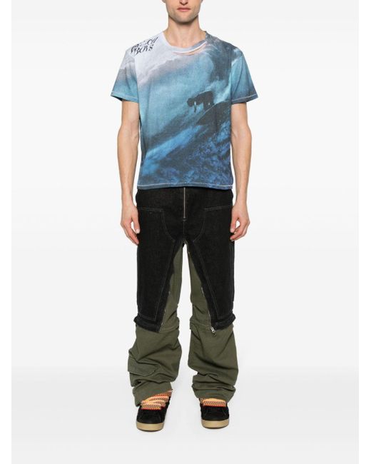 ERL Blue Surfer-Print T-Shirt for men