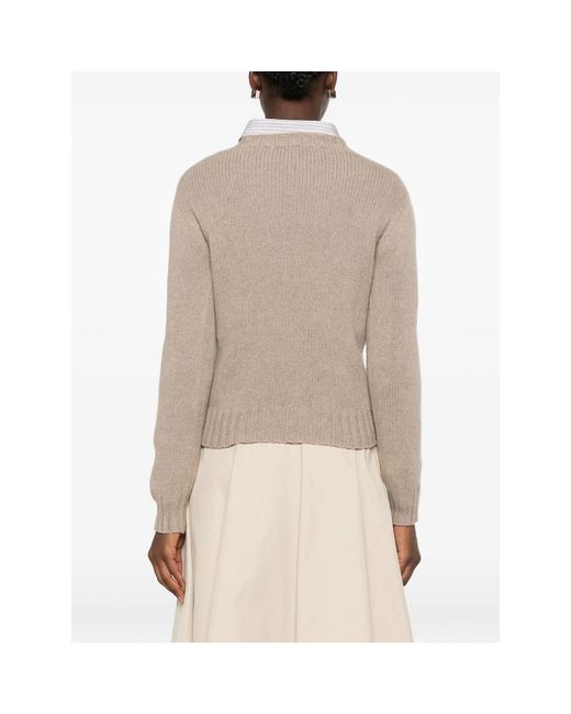 Aragona Natural Long-Sleeve Ribbed-Knit Sweater