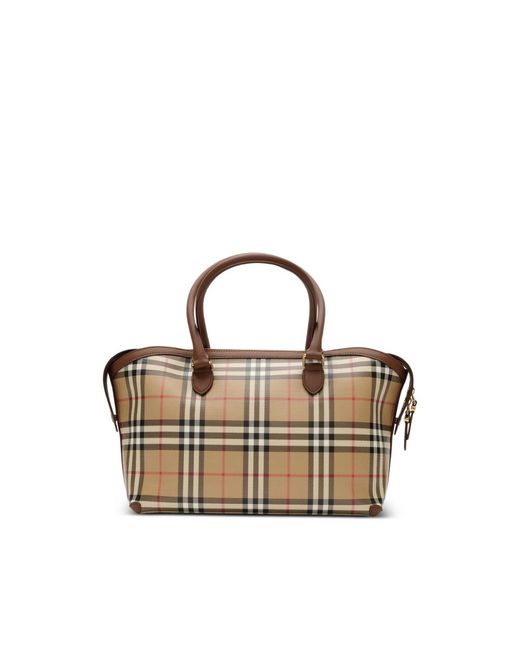 Burberry Metallic Small Check Zip Tote