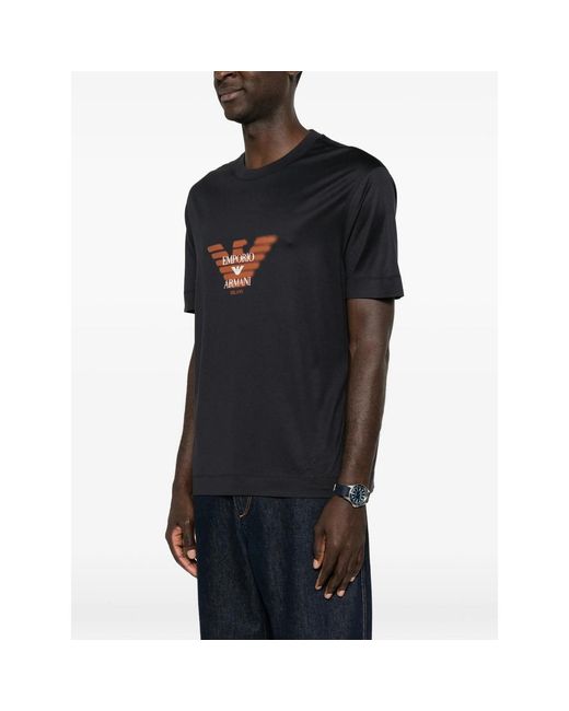 Emporio Armani Black Logo-Print Short-Sleeve T-Shirt for men
