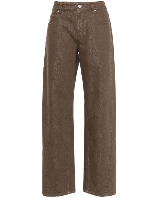 Brunello Cucinelli Brown Glitter-Detailing Straight Jeans