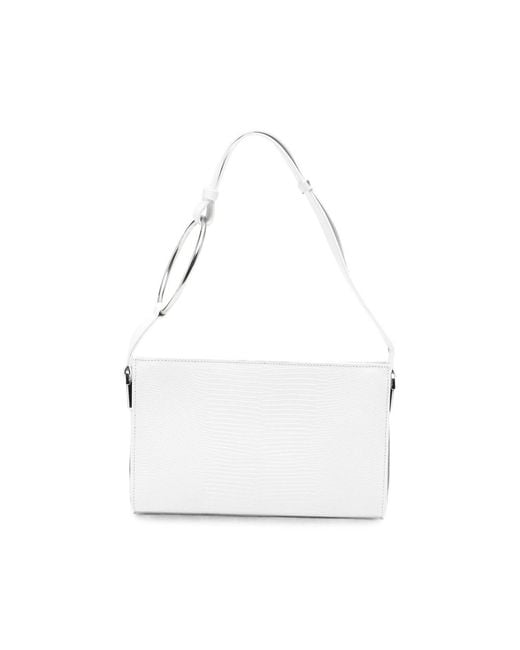 Dondup White Ring-Detail Pebbled Tote Bag