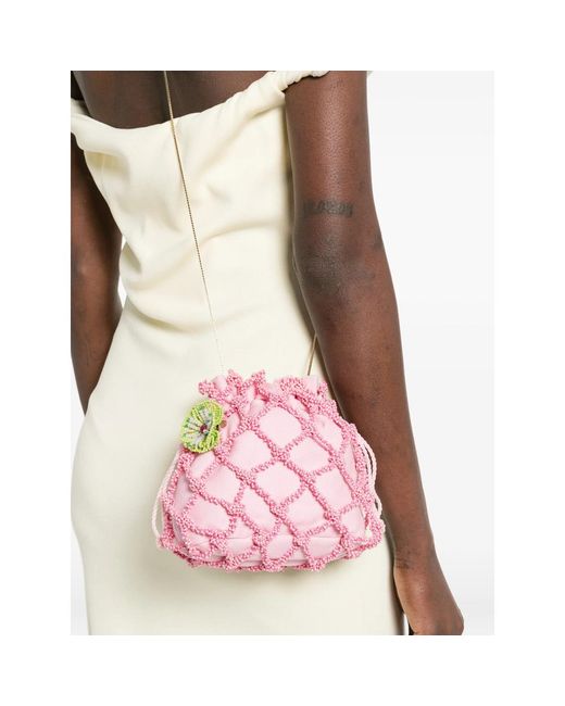Rosantica Pink Selene Marea Beaded Appliqué Cross Body Bag