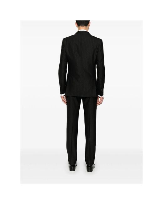 Reveres 1949 Black Pinstriped Three-Piece Suit for men