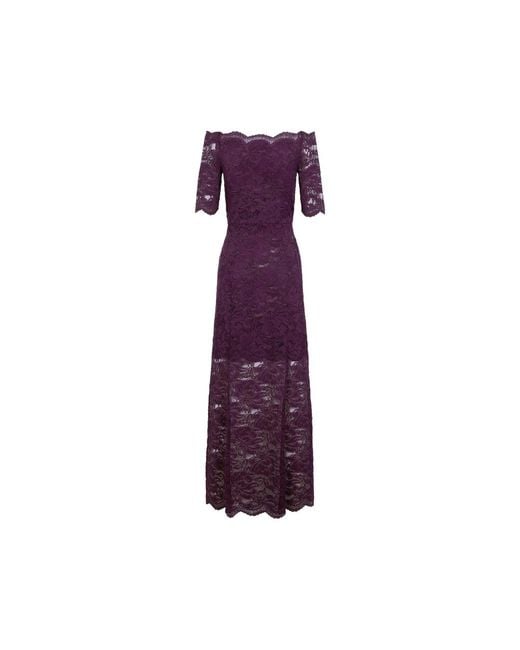 Rabanne Purple Lace Off-Shoulder Midi Dress