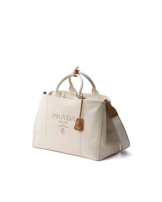 Prada Natural Neutrals Tote Bags for men