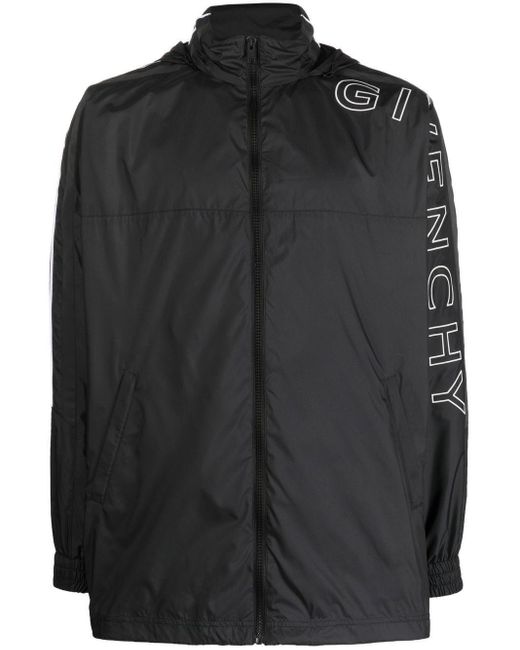 Givenchy Black Long-Sleeve Logo-Print Jacket for men