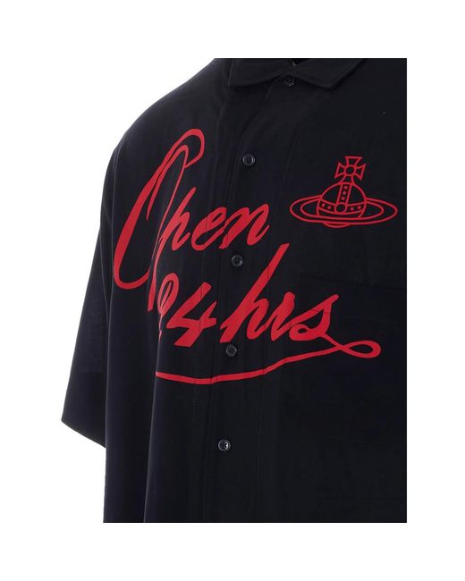 Vivienne Westwood Blue Open 24 Hours Bowling Short-Sleeve Shirt for men