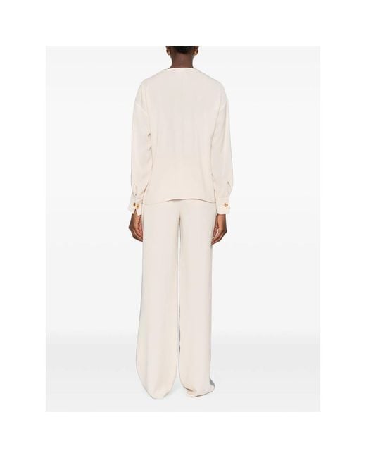 Max Mara Natural Cowl-Neck Silk Blouse