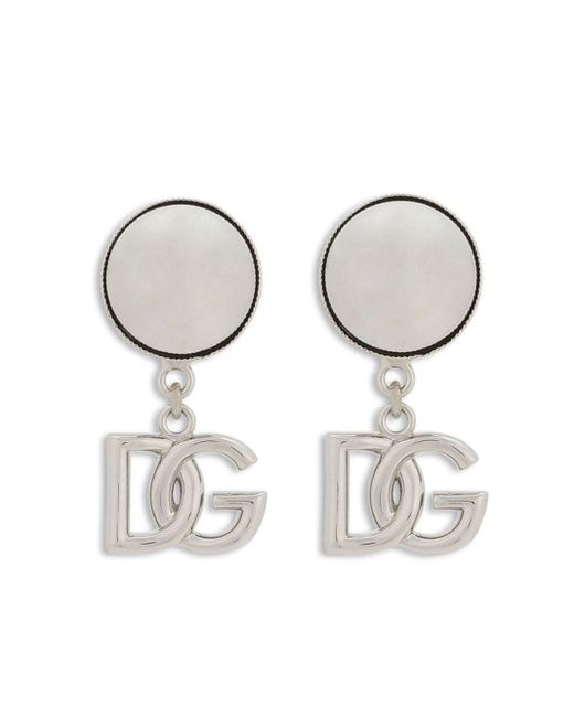 Dolce & Gabbana Metallic Logo-Lettering Drop Earring for men
