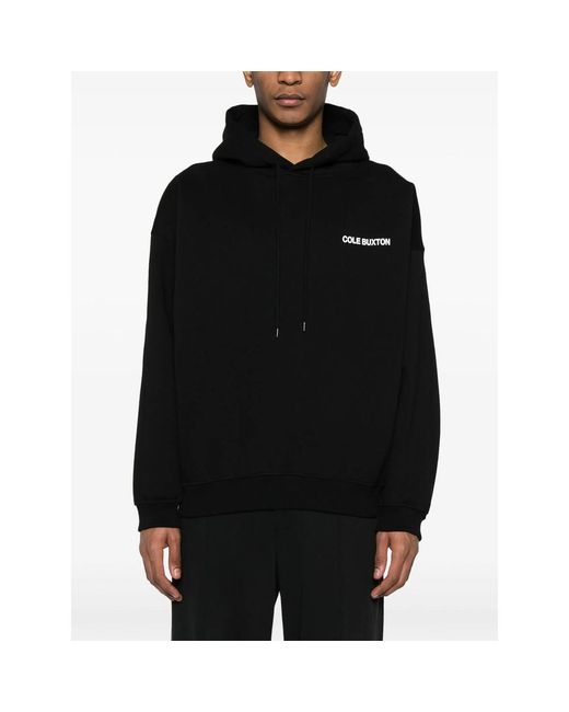 Cole Buxton Black Logo-Print Cotton Hoodie for men