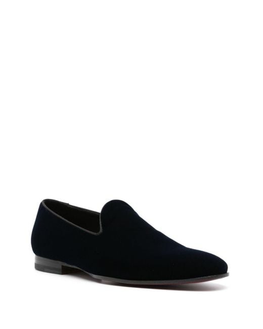 Tagliatore Black Slip-On Velvet Loafers for men