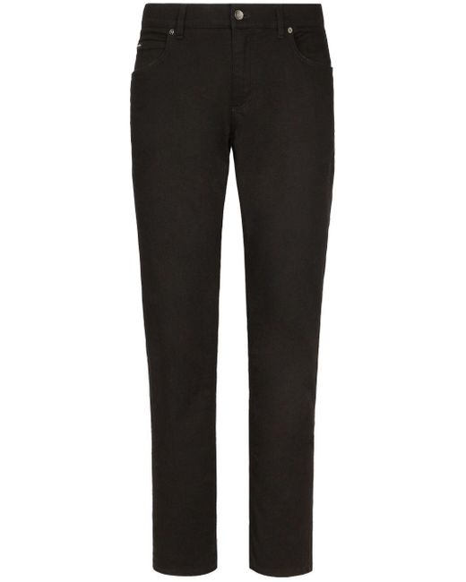 Dolce & Gabbana Black Logo-Plaque Slim-Fit Jeans for men