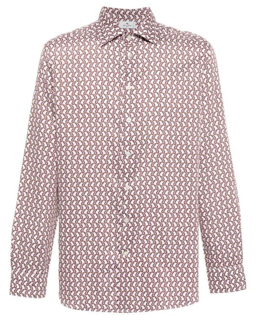 Etro Pink Paisley-Print Cotton Shirt for men