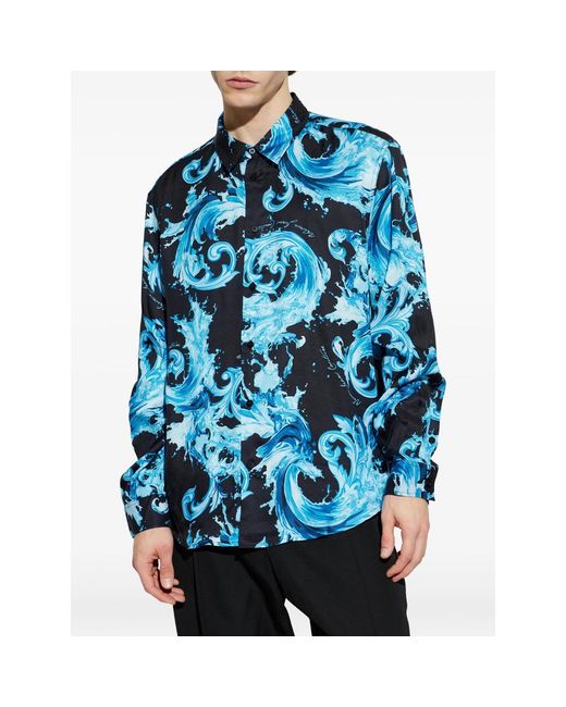 Versace Jeans Couture Blue Patterned Shirt for men