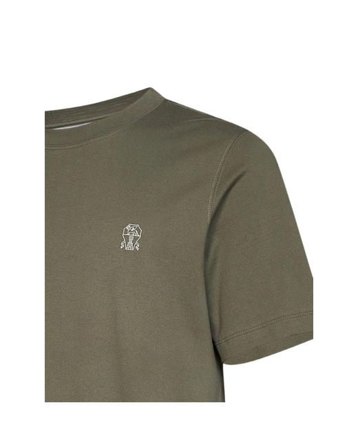 Brunello Cucinelli Green Solomeo Cotton T-Shirt for men