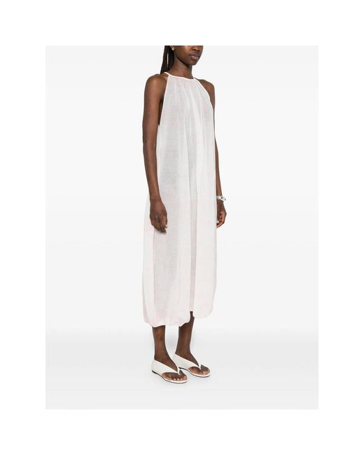 CFCL White Plissé Sleeveless Midi Dress