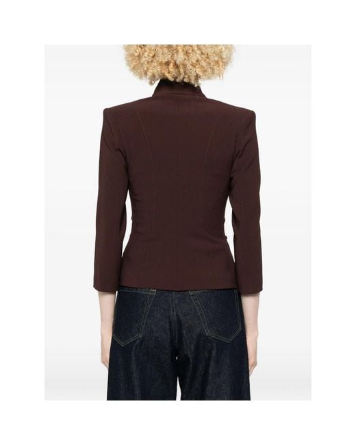 Elisabetta Franchi Brown Jacket With Satin Buckle Detail