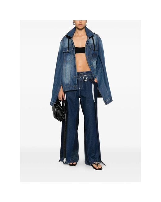 Facon Jacmin Blue Layered-Design Wide-Leg Jeans