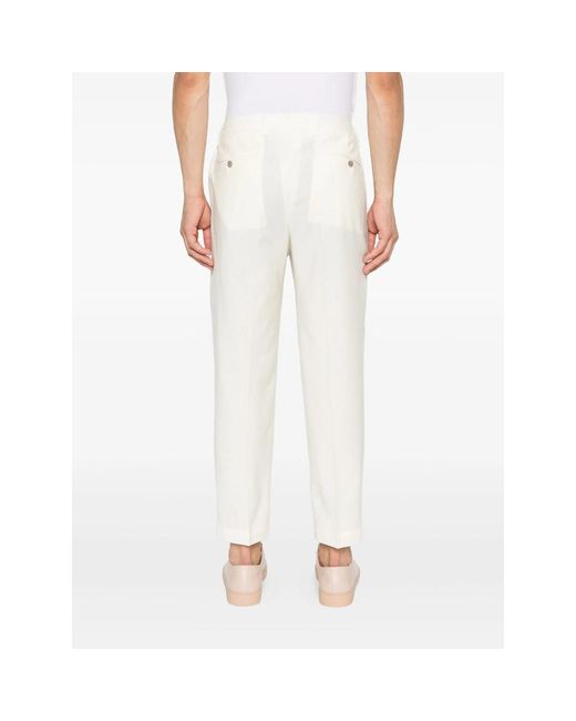 BRIGLIA White Pleated Wool Trousers for men