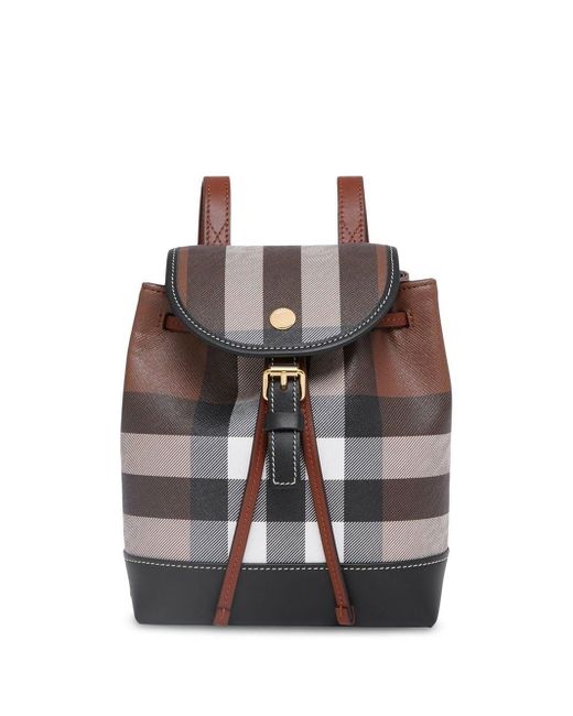 Burberry Brown Check-pattern Leather Backpack