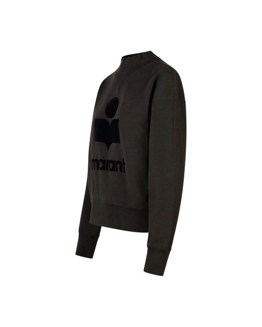 Isabel Marant Black Flocked-Logo Crew-Neck Sweatshirt