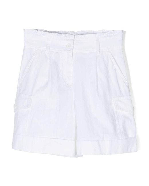 Moncler White Paperbag-Waist Shorts