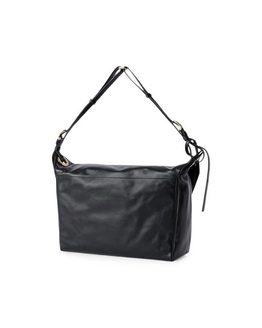 Furla Black Logo-Print Leather Shoulder Bag