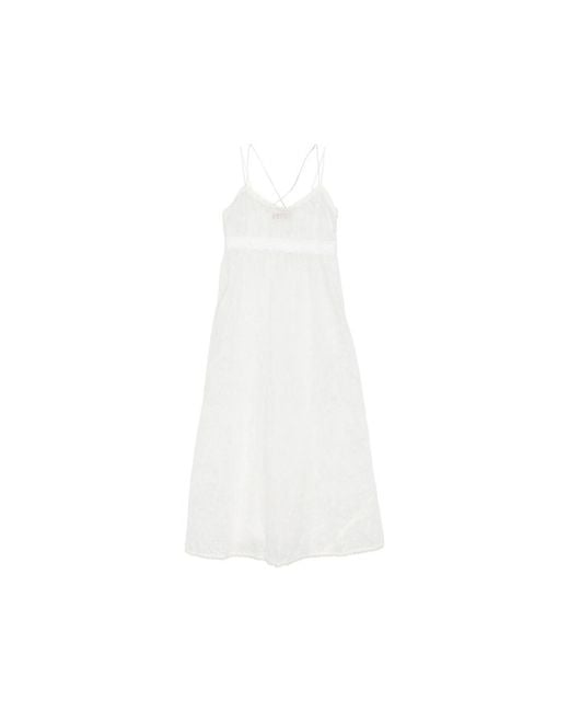 Ermanno Scervino White Dress Floral Embroidery