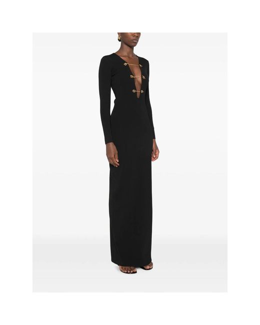 Elisabetta Franchi Black Cut-Out Maxi Dress