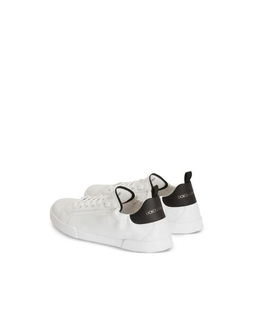 Dolce & Gabbana White Portofino Calfskin Sneakers for men